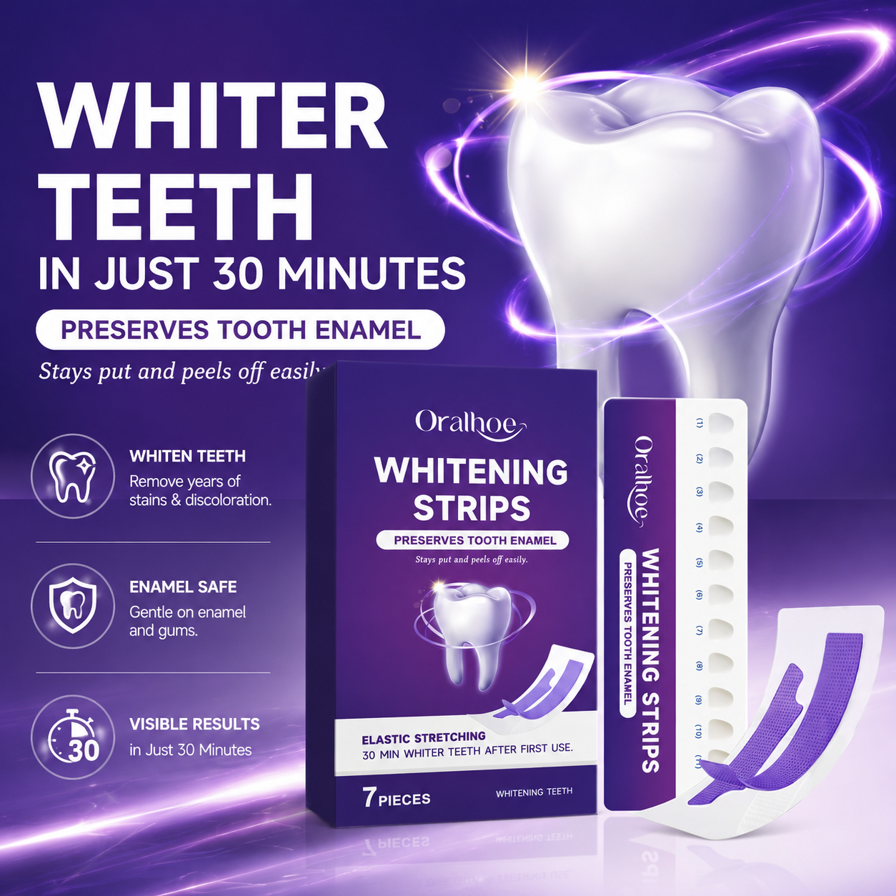 Teeth Whitening Gel Refills - Purple Teeth Whitening Strips 30 Minutes
