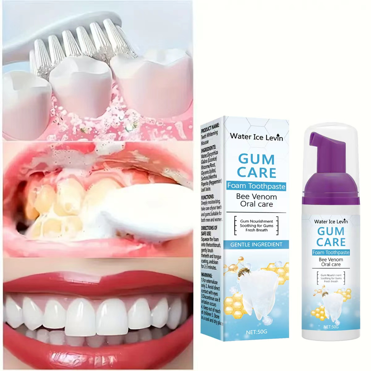 Water Ice Levin Gum Care Foam  - Teeth Whitening Xylitol 리뷰 및 가격