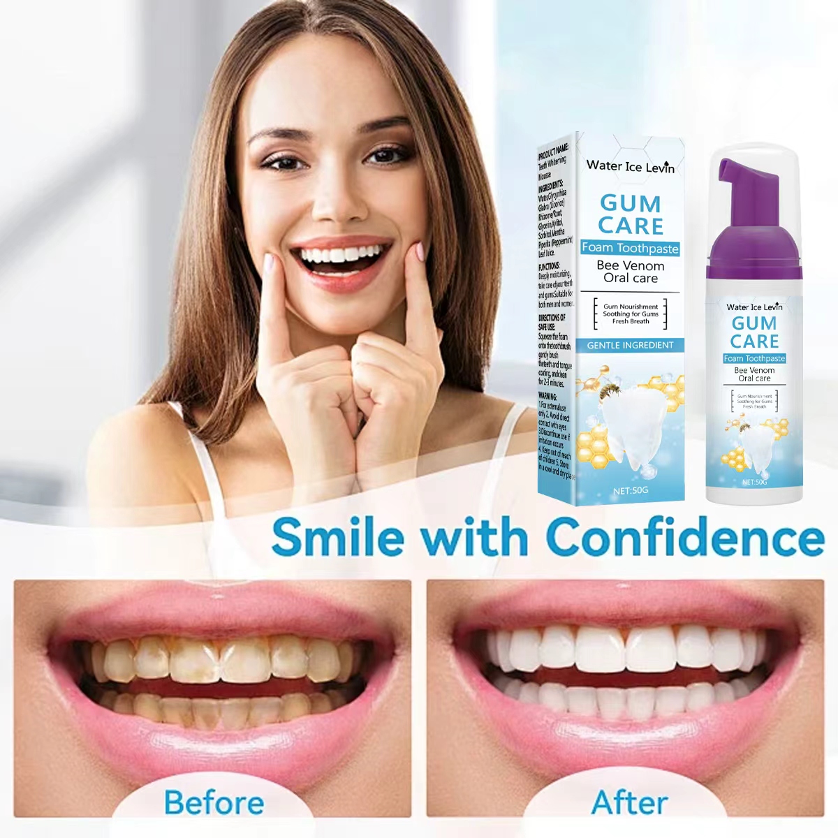 Water Ice Levin Gum Care Foam  - Teeth Whitening Xylitol 리뷰 및 가격