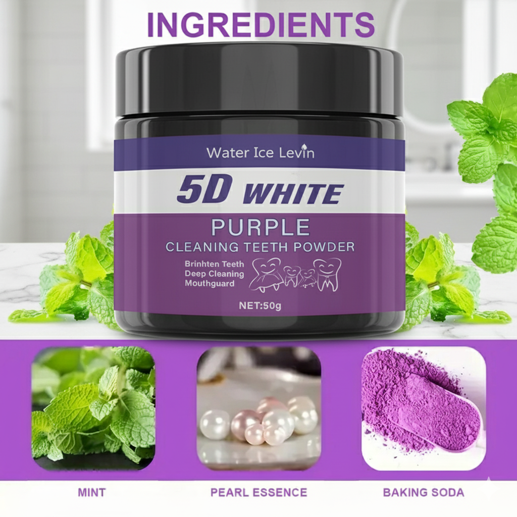 5D White Teeth Powder. Purple  - Teeth Whitening Baking Soda 리뷰 및 가격