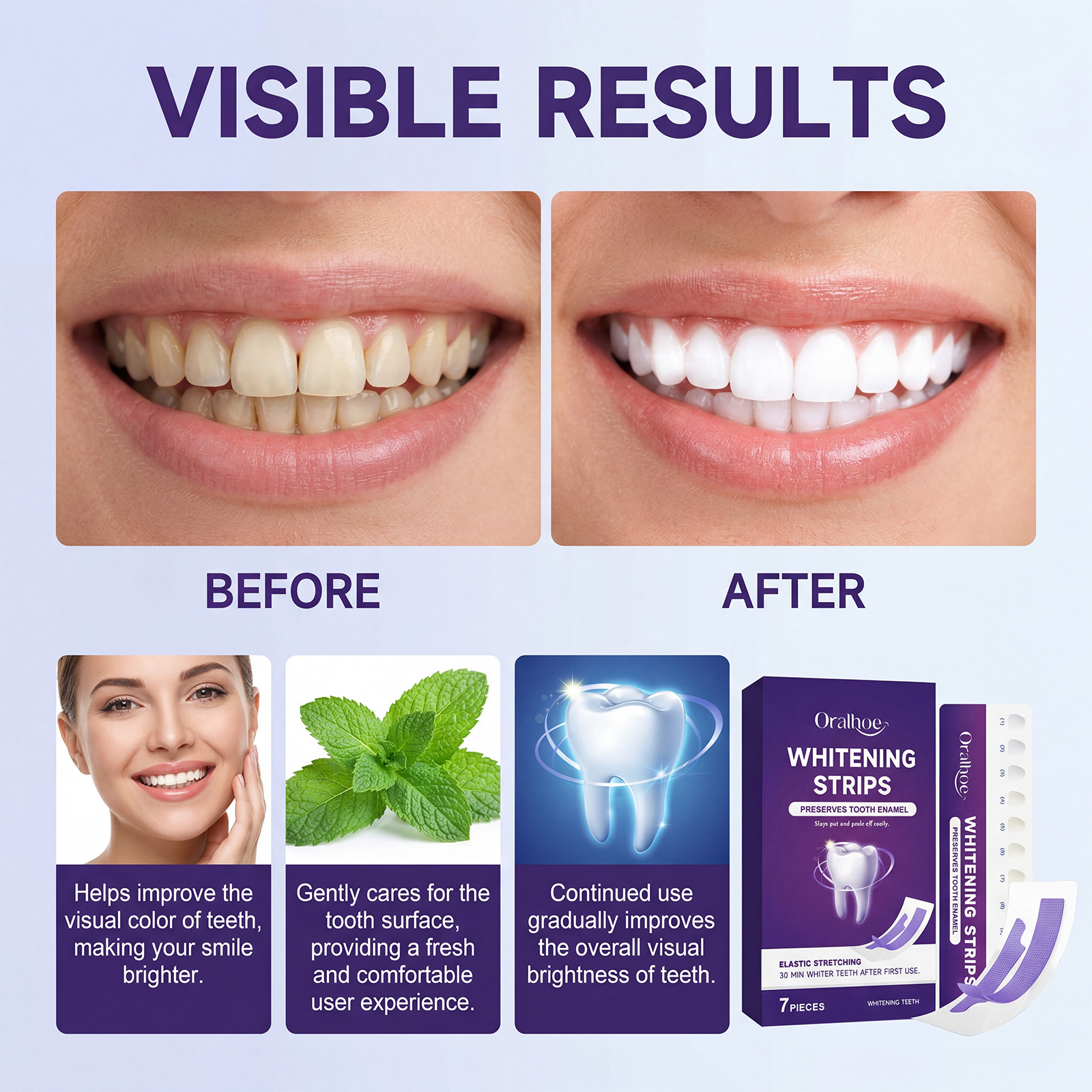 Purple Teeth Whitening Strips  - Teeth Whitening Gel Refills 리뷰 및 가격