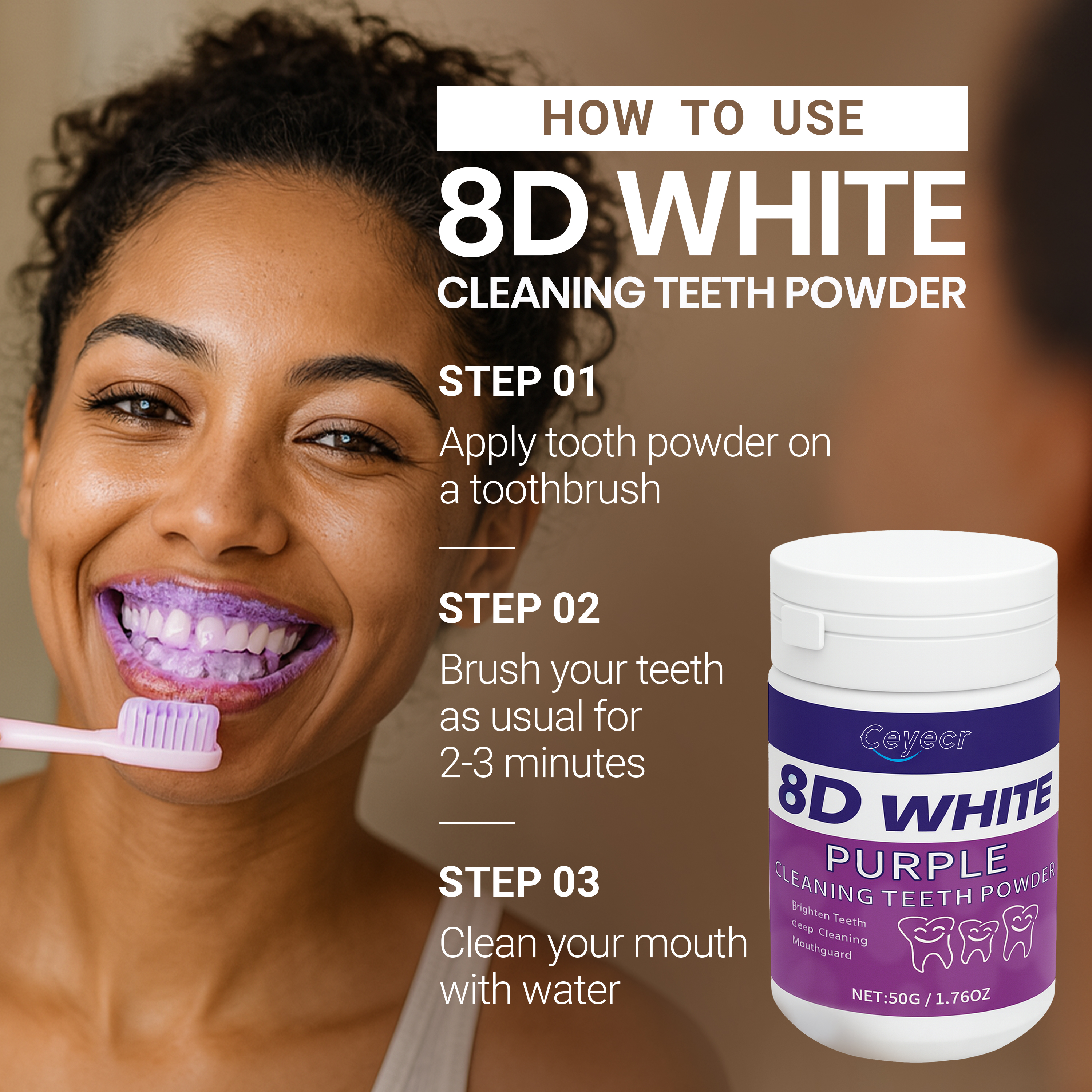 8D white Teeth Whitening Powde - Teeth Whitening Flash 리뷰 및 가격